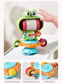 1 件婴儿高脚椅吸盘旋转音乐玩具，带吸盘的互动婴儿玩具，适合早期发育，360 度灵活旋转，新生儿喂食辅助，婴儿洗澡/生日礼物（部分颜色随机）