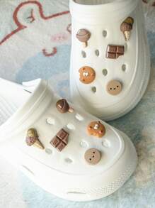 Set de 10 colgantes de zapato con diseños de galletas de chocolate, helado y postres, en estilo lindo y femenino, accesorios desmontables para decorar zapatos y botas, perfecto para mujeres y niñas - Multicolor - Ver 3