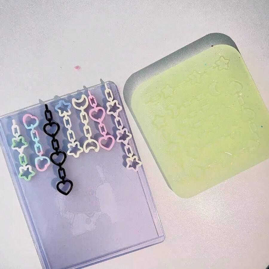 Heart & Star Chain DIY Accessories, Resin Casting Mold, Silicone Mold Accessories, Resin Liquid Mold, Resin Keychain, Silicone Mold, Resin