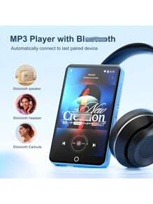 Oilsky MP3 播放器，带蓝牙和 WiFi，MP3 和 MP4 音乐播放器，带 Spotify、Music、Deezer、Audible、浏览器，4.0 英寸 IPS 触摸屏安卓播放器，带扬声器、FM 收音机，最高 512GB - 藍色 - 查看 4
