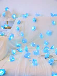 1pc 10/20 Lights 1.5/3 Meters Rose Flower String Lights, Romantic Fairy Lights For Room Decor, Birthday Party, Wedding, Proposal, Valentine's Day Gift - Blue - View 4
