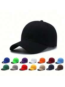 1 件男女通用纯色简约棒球帽，可调节休闲街头风格帽子适合户外活动和日常穿着 - 彩色 - 查看 12