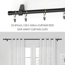 Lightweight, Minimalist & Practical Black Curtain Rod Set, Spiral Assembled, Fits 23-80 Inch Windows, Suitable For Hanging Thin Curtains, Shades, Sheers. Wall-Mounted Installation. Suitable For Bedroom, Patio, Kitchen, Living Room, Dining Room, Office. Curtain Rod Comes With Clip Rings