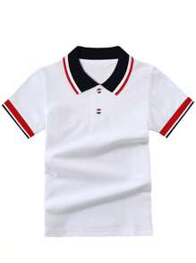 Boy's Polo Shirts Children Kids Golf T Shirt Short Sleeve Casual Top For Daily And Outdoor Wear - trắng - Xem 1