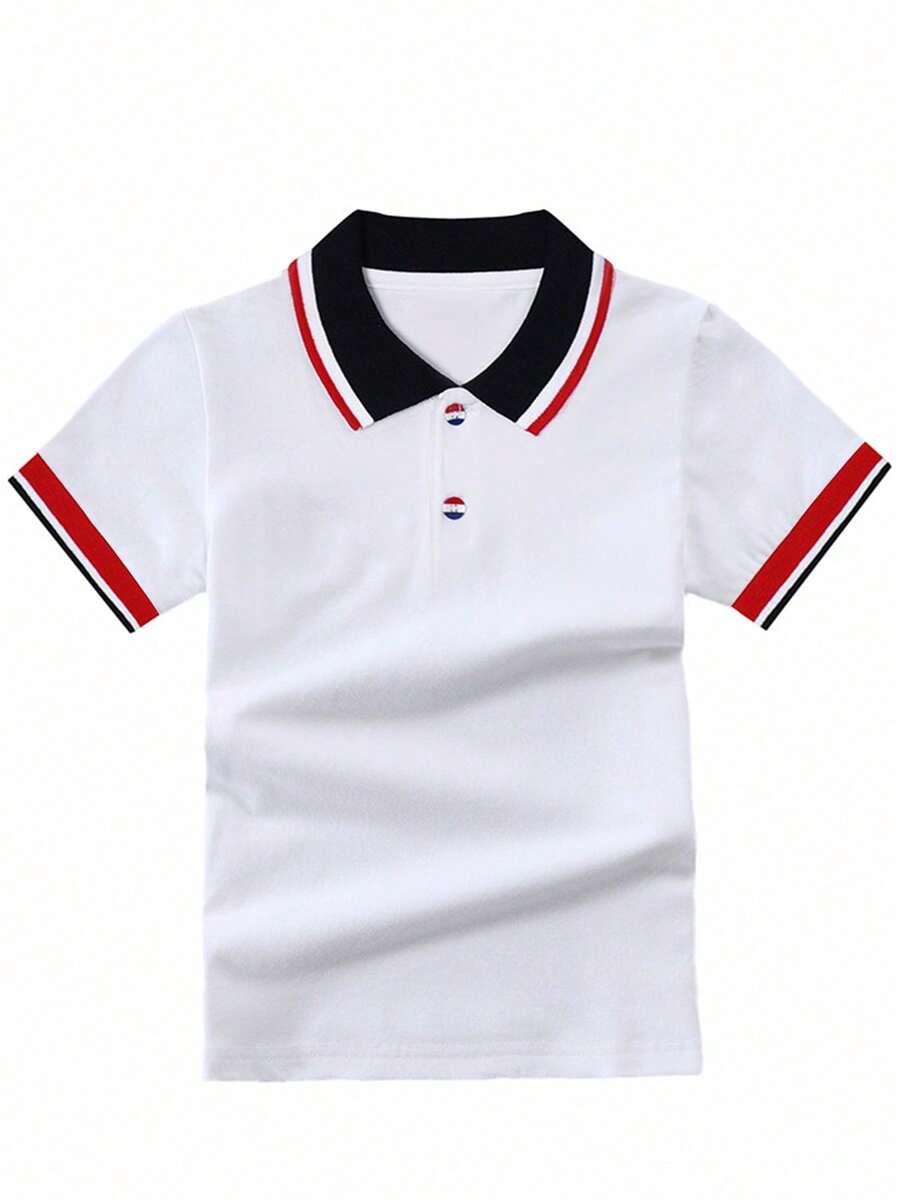 Boy's Polo Shirts Children Kids Golf T Shirt Short Sleeve Casual Top For Daily And Outdoor Wear - trắng - Xem 1
