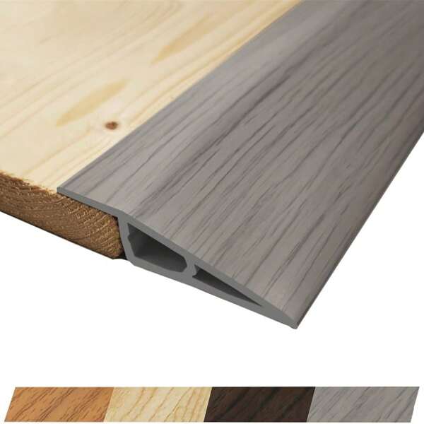 1 Rolle 100cm PVC Bodenübergangsprofil, 20mm Höhe Schwellenrampe selbstklebend Teppichkantenleiste für Türdurchgänge, entwickelt um überlappende Kanten von Laminatböden, Teppichen und Fliesen zu reduzieren