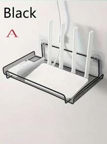 1pc White/Black 2PCS Black And White Stainless Steel Floating Rack, Wall Mounted Bracket Rack, Space Saving, Adjustable, , With Rhinestone Free Installation, Suitable For Storage Cabinets In Living Rooms, Kitchens, Bathrooms, Shelves With Built-In Hooks