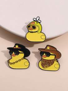3 Customized Denim Travel Animal Enamel Pins, Cold Yellow Duck Brooch Lapel Badge, Bag Decoration Badge, Shoe Personalized Decoration Badge. Animal Jewelry Gift For Friends Dress Accessories Pin For Clothes Bag Charm School Office Accessories Shirts Jacket Christmas Halloween Clothes Pin Funny Cute Teacher Gifts - Multicolor - View 3