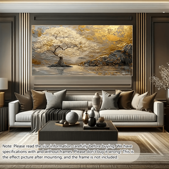 1 幅复古抽象风景树帆布墙艺术印刷品，大型海报，适合客厅、卧室、工作室 - 适合生日、节日、新年、圣诞节礼物，带或不带框架