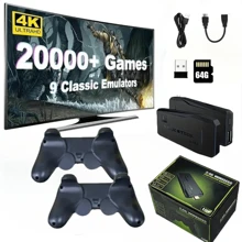 4K HD Retro Handheld & Home Game Console - 64GB Super Arcade System With 20000+ Classic Games, Dual 2.4G Wireless Controllers, Built-In 9 Emulators, TV Output & Mini Portable Design