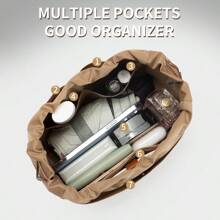 Coffee, More Soft, Suitable For Bucket Bag, The Inner Bag, The Mini Bag, The Middle Bag, The Storage Lining Bag, The Double Drawstring Nylon Waterproof Bag, Large Capacity Accessories For Bags, Picotin 15/18/22 Bag Insert, Bags Organizer, Purse Organizer Insert, Lightweight And Soft Touch Bag-In-Bag