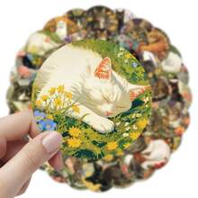 54 pièces Ensemble d'autocollants de gribouillis de chat, convient pour le scrapbooking, le papier décoratif, le journal intime, le cahier, l'ordinateur portable, le pare-chocs, la planche à roulettes, la bouteille d'eau, l'ordinateur, les dessins animés, le casque, la voiture - Apportez de la joie à votre vie, cadeau parfait pour les adultes et les enfants
