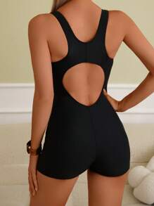 Fashionable One-Piece Leopard Print Swimsuit, Minimalist And Casual For Daily Wear
