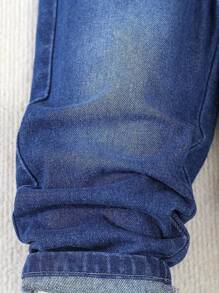 2 pezzi/Set Camicia a quadri con cappuccio per bimbi maschi abbinata a pantaloni di jeans con tasche laterali stile strada cool