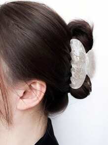 1pc Women White Diamond Embellished Semi-Circular Claw Hair Clip, Elegant Hair Styling Accessory For Daily Wear And Outgoing