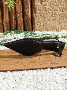 Xin Jing Shoes Fashionable Versatile High Heel Ladies Shoes, Women's Pumps For Commuting, Banquet, Backless Design - Black - View 6