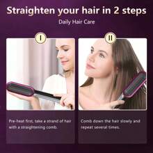 Brosse lissante, lisse mieux les cheveux que les produits normaux, convient à tous les types de cheveux, conception de peigne anti-brûlure, peigne à cheveux chauds pour des cheveux lisses sans frisottis - brosse fer à lisser en céramique, écran LCD, température réglable, utilisation mouillée et sèche, cadeau parfait pour les femmes