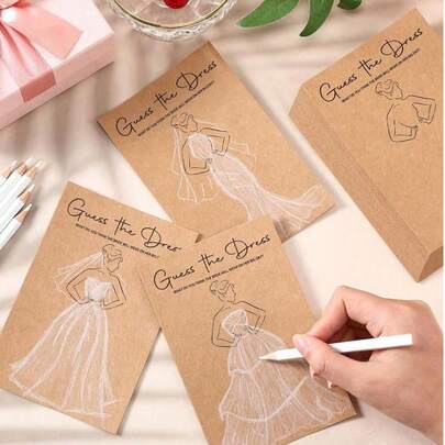 60/40/20/2 张新娘派对游戏卡，包括 30 张/20 张/10 张/1 张游戏卡和 30 张/20 张/10 张/1 支水溶性铅笔，手绘婚礼游戏卡套装，有趣的婚礼派对游戏，适用于新娘送礼会、单身派对、情人节派对、婚礼装饰派对用品