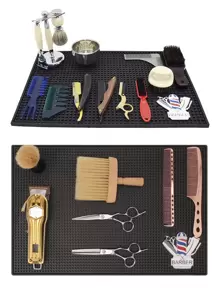 Hair And Nail Tools Non-Slip Storage Mat, Washable Reusable, Barber Table, Scissors And Comb Placement Fixed Mat, Oil Tip Clippers Non-Slip Mat, Desktop Non-Slip Storage Mat, Holiday Gift, Black,Hair Tools,Hair Products And Accessories For Barber Salon Beauty Travel Essentials