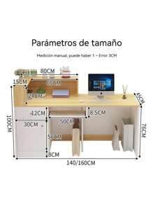 Mostrador De Caja De Recepción De Madera Moderno Y Sencillo - Blanco - Ver 3