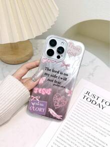 New Porous Feather Chiffon IMD Gradient PC+TPU Integrated Glossy Gradient Love Bow Slogan Painting Anti-Fall Phone Case Compatible With IPhone 16/16 Pro/16 Pro Max/15 Pro Max Phone Cases, Exclusive High-End Soft Protective Covers Compatible With IPhone 14 Pro, 13 Pro Max, 11, 12 Pro, 15 Plus And Galaxy A04 - Multicolor - View 3