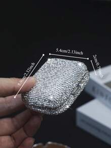 1pc, Mini 2.32/2.13/0.79IN Stainless Steel Ashtray With Leaf-Shaped Ash Tray, Sparkling Glass Rhinestones, Artificial Rhinestones, Portable Ashtray, Outdoor Pocket Ashtray, Creative Car Smoking Accessory, Fashionable And Charming