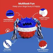 Squeaky Interactive Dog Toys For Aggressive Chewers, Tough Dog Chew Toys To Keep Them Busy With Treat Dispensing, Indestructible Dog Toy For Large Medium Dogs, Dog Toys For Boredom & Enrichment