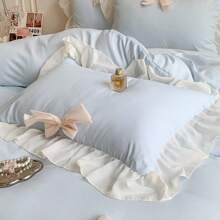 1 Peça Fronha de Laço, Adequada para Cabelo e Pele, com Fechamento em Envelope, Presente para Mulheres, Tamanho Grande e Padrão 48x74cm/50x75cm, Sem Travesseiro Interno, Rosa/Amarelo/Azul/Verde