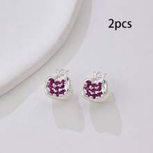 2/5pcs Copper With Cubic Zirconia Geometric Pomegranate Shaped Pendant, For DIY Bracelet, Necklace, Keychain, Jewelry Accessories