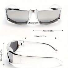 Unisex Futuristic Mirror Fashion Glasses Suitable For Parties, Featuring Y2K Wrap-Around Style.