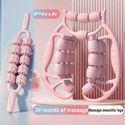 24 Rollers Leg Massager - 10 Extra Wide Dual Row Rollers, Double Massage, Rolling Leg Slimming Device - Circular Clip On Calf And Thigh Muscle Relaxer - Massage Roller Stick, Yoga Accessory, Leg Roller Relaxation, Thigh Clamp, Massage Stick Muscle Relaxation, Muscle Stretching Dedicated Equipment, Muscle Relaxation