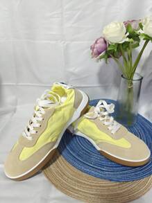 软底芭蕾舞复古运动鞋，户外百搭透气休闲运动通勤舒适滑板鞋 - 黃色 - 查看 1