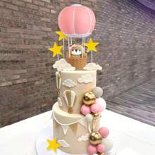ROARING GOOD TIME RGT Bear Cake Decoration Gold Balls Cake Topper Hot Air Balloons Bears Cake Cake Decoration Birthday Cake Decoration