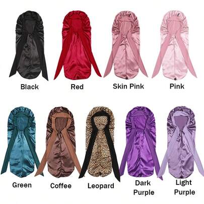 nunify Long Satin Silk Sleep Cap, Women's Sleeping Cap, Silky Drawstring Sleep Hat, Suitable For Braids And Curly Hair, Plus Size Satin Sleep Cap With Elastic Drawstring