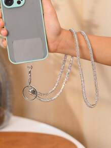 1pc Multi-Color Fashion Rhinestone Decorated Long Phone Lanyard, Keychain, Bag Pendant, Suitable As Valentine's Gift For Lovers, Friends, Compatible With All Phone Models Gifts For Mother, Family, Friends, Birthday, Holiday Phone Charm, Phone Chain