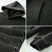 FAIABLE Mens Hoodies Oversized Unisex Wash Hoodie Heavyweight Fleece Vintage Cotton Sweatshirt Men Women Streetwear - 黑色 - 查看 5