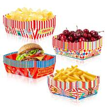 嘉年华纸质食物托盘马戏团小吃托盘马戏团派对装饰品烧烤爆米花热狗船万圣节生日嘉年华主题派对用品 - 彩色 - 查看 7