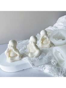 Cute Little Monk Priest Silicone Mold, Suitable As Handcraft Gift - White - View 6