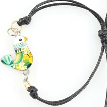 1 pieza/5 piezas Pulsera colgante de pollo miniatura colorido, elegante vintage con tema animal, hecho a mano con cordón de plástico tejido, tamaño ajustable, adecuado para uso diario y fiestas, regalo para amantes de los animales, se puede dar a familiares o amigos