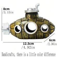 1 件沉船和潜艇水族馆装饰，鱼和虾的庇护所，虾、蜥蜴的隐藏洞穴，玻璃容器装饰