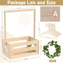 Baby Shower Gifts Basket Wooden Crate, 26-Letters And Baby Clothes Hangers New Born Baby Girl Boy Gifts Vine Decorations Cute Closet With Handle Pregnancy Gifts For New Mom Parents - 米色 - 查看 8