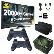 4K HD Retro Handheld & Home Game Console - 64GB Super Arcade System With 20000+ Classic Games, Dual 2.4G Wireless Controllers, Built-In 9 Emulators, TV Output & Mini Portable Design