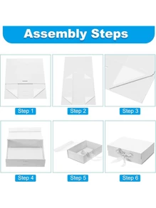 2pcs Folding Gift Boxes, Gift Packaging Boxes, Universal Boxes For Gifting To Family And Friends - 2pcs White - View 3