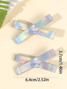 2 件装女士金色银色蝴蝶结女孩纯色金属皮革蝴蝶结鳄鱼夹可爱 Y2k 蝴蝶结发夹度假生日节日礼物蝴蝶结发夹女孩小辫蝴蝶结发夹女士发饰
