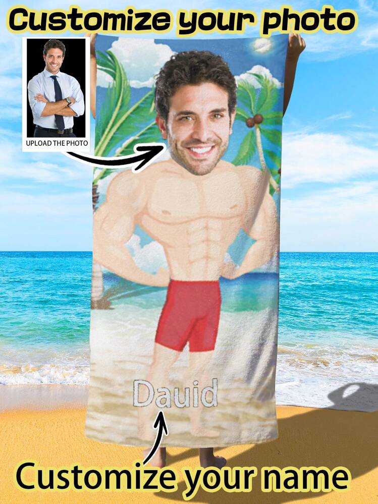Anpassningsbar strandhandduk med personligt foto, badhanddukar med seriefigurer, lätt, mjuk, snabbtorkande, unika presenter för barn, vuxna, semester, resor, poolparty, sandfri, mikrofiberabsorberande, för män och kvinnor, sommartillbehör, kreativ tecknad design, premiumkvalitet, roliga strandtillbehör, sommar, semester, badrumsdekor, strandtillbehör, solig resa - många - Visa 2