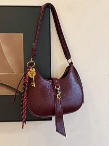 Bolso de mano vintage, nuevo diseño de bolso cruzado de mujer en forma de media luna con colgante, de moda