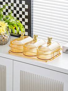 1pc High Quality Storage Box, Home Fruit Plate, Living Room Tea Table Dried Fruit Box, Minimalist Stylish Candy Box With Lid, New Year Supplies, Home Organization & Storage, Party Decor, Room Decoration