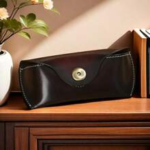 BAINESS 1 件男女通用复古鞣制真皮便携式旅行眼镜盒，手工真皮太阳镜/眼镜收纳盒，可配腰带 - A - 查看 8