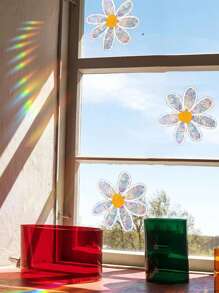 3PCS/6PCS Rainbow Cloud Window Stickers, Daisy Flower Glass Film, Rainbow Static Cling Window Film, PVC Bedroom Decor, Sunlight Reflection Produce Rainbow For Living Room, Bedroom, Dining Room Gifts Birthday Graduation Home Decor Wall Decor Bathroom Decor Room Decoration Stuff Living Room Decor House Decor Home Decor Living Room Wall Art Wall Paper Personalised Stickers