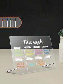 1 pièce Tableau blanc de bureau rappel de calendrier en acrylique transparent (avec 6 marqueurs de tableau blanc), tableau d'affichage, tableau de planification de bureau, bloc-notes de mémo, tableau à effacer à sec
